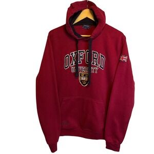 Oxford University Hoodie Maroon Est 1231 Logo Union Jack Patch Mens L‎
